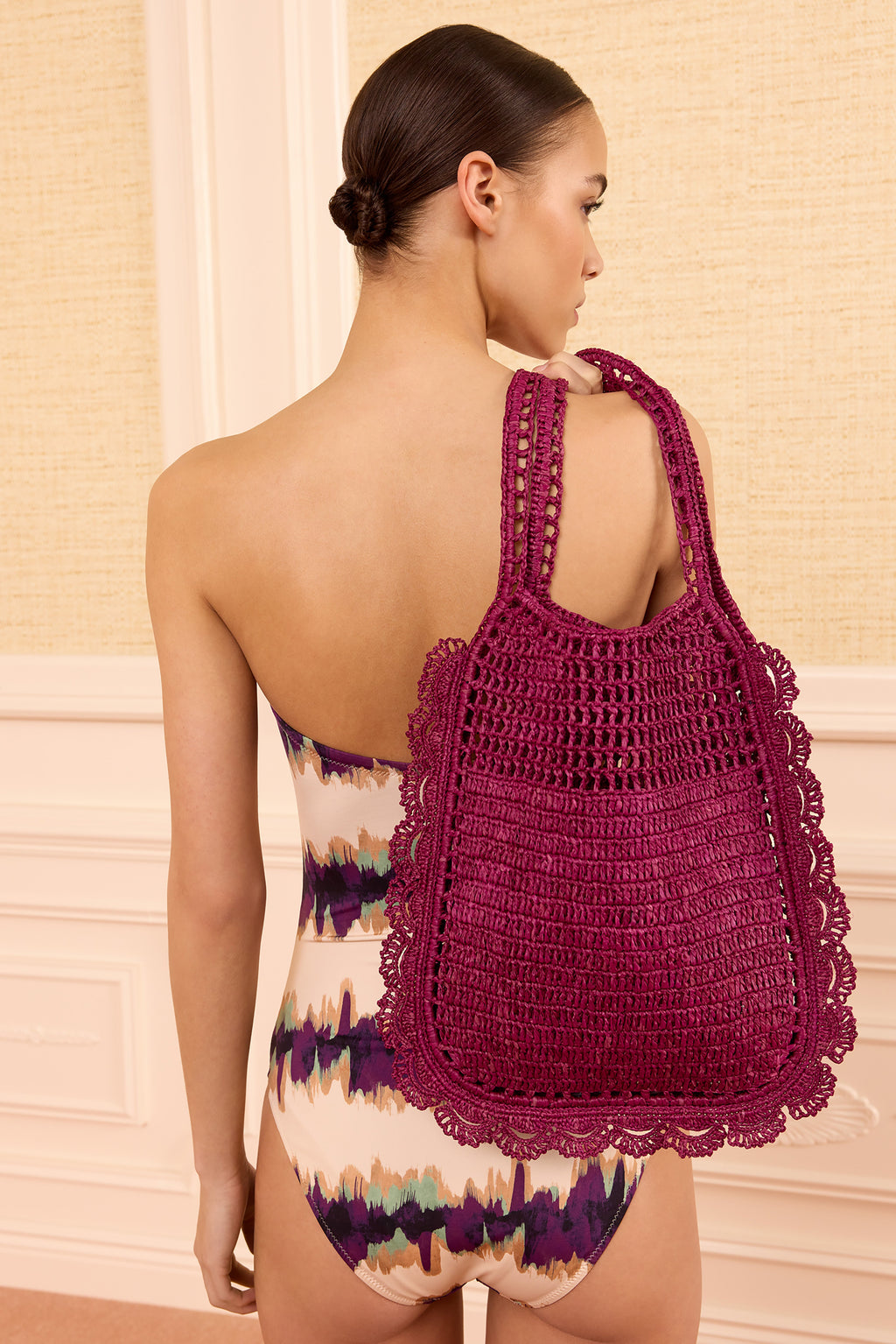 Marina Raffia Flat Tote - Orchid
